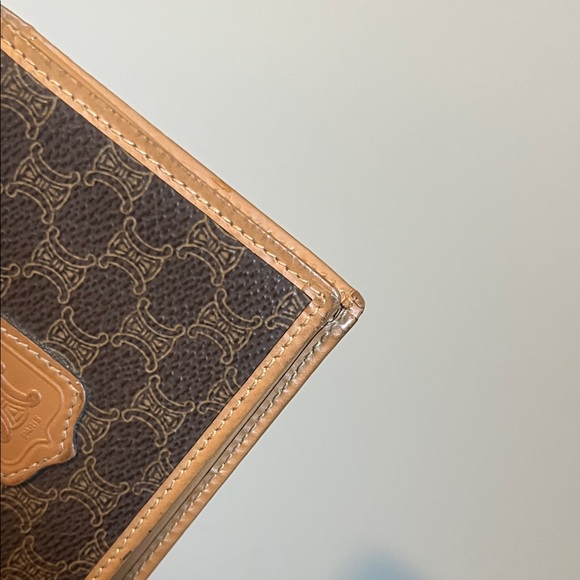 Celine Dark Brown Monogram Card Holder with Tan Trim - Picture 4 of 10